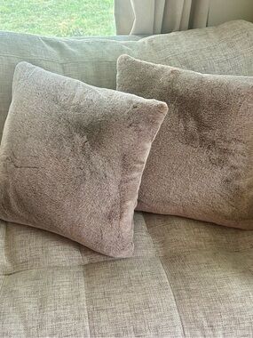 Dusty Purple Fur Throw Pillows x2